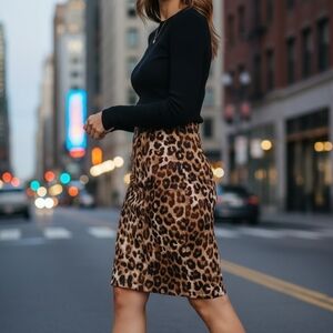 Betsy Johnson -NWOT Leopard Print Skirt, Elastic Waist  30"W, 23" L, 36"H